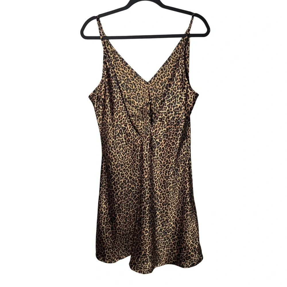 Vintage Sophia by Delicates 90s Leopard Satin Slip Dress Mob Wife Low Back Large - Picture 5 of 14